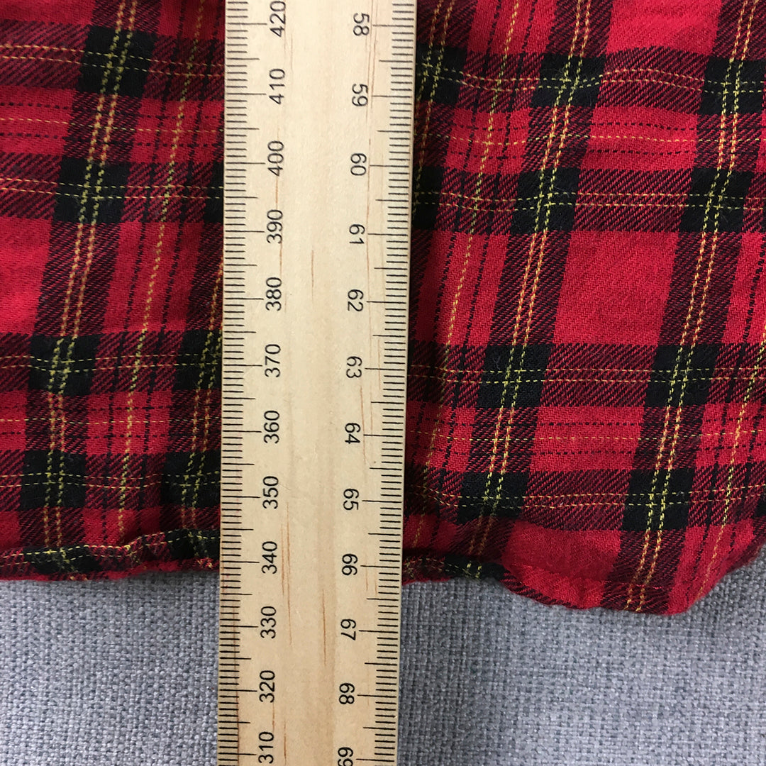 H&M Womens Flannel Shirt Size 2 US (6 AU) Red Checkered Button-Up