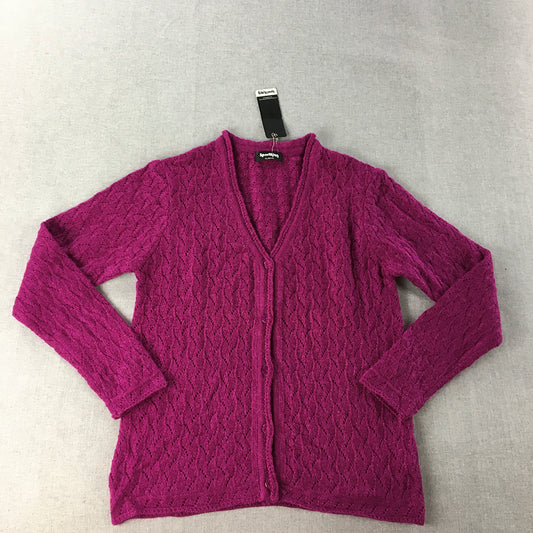 NEW Sportking Womens Cardigan Size XL Purple Button Up Cable Knit