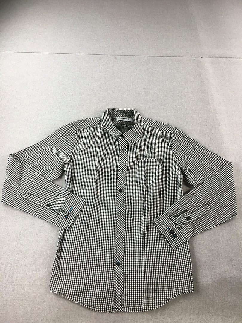 St Goliath Mens Shirt Size S Black White Checkered Long Sleeve Button-Up