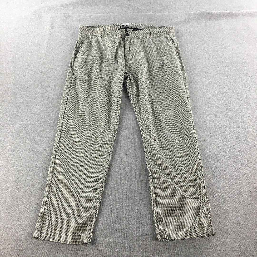 Article One Mens Chino Pants Size 36 Brown Houndstooth Straight Pockets