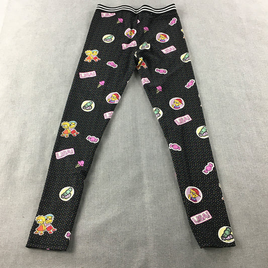 The Simpsons Kids Girls Leggings Size 14 Black Stretch Fabric Pants