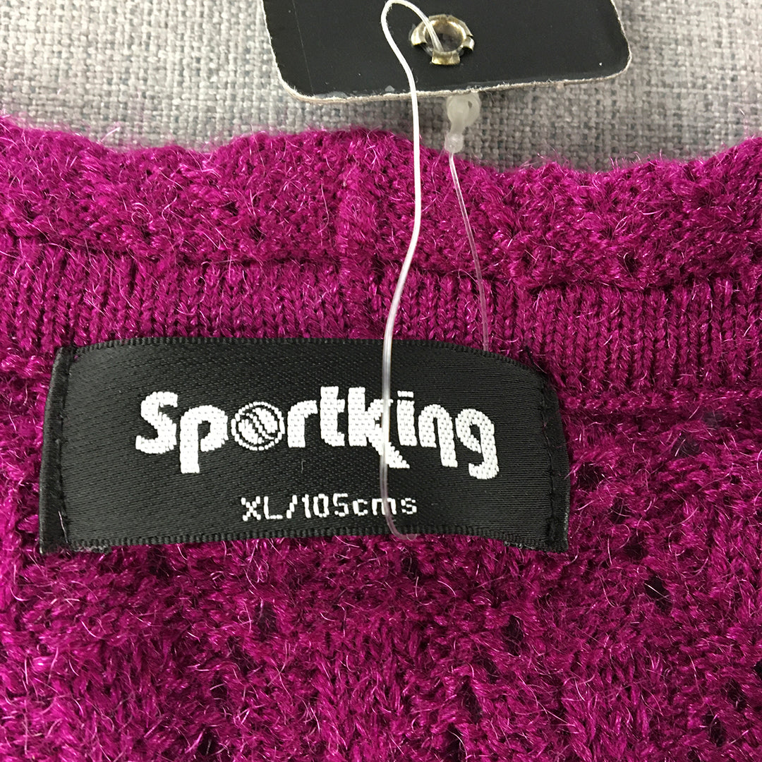 NEW Sportking Womens Cardigan Size XL Purple Button Up Cable Knit