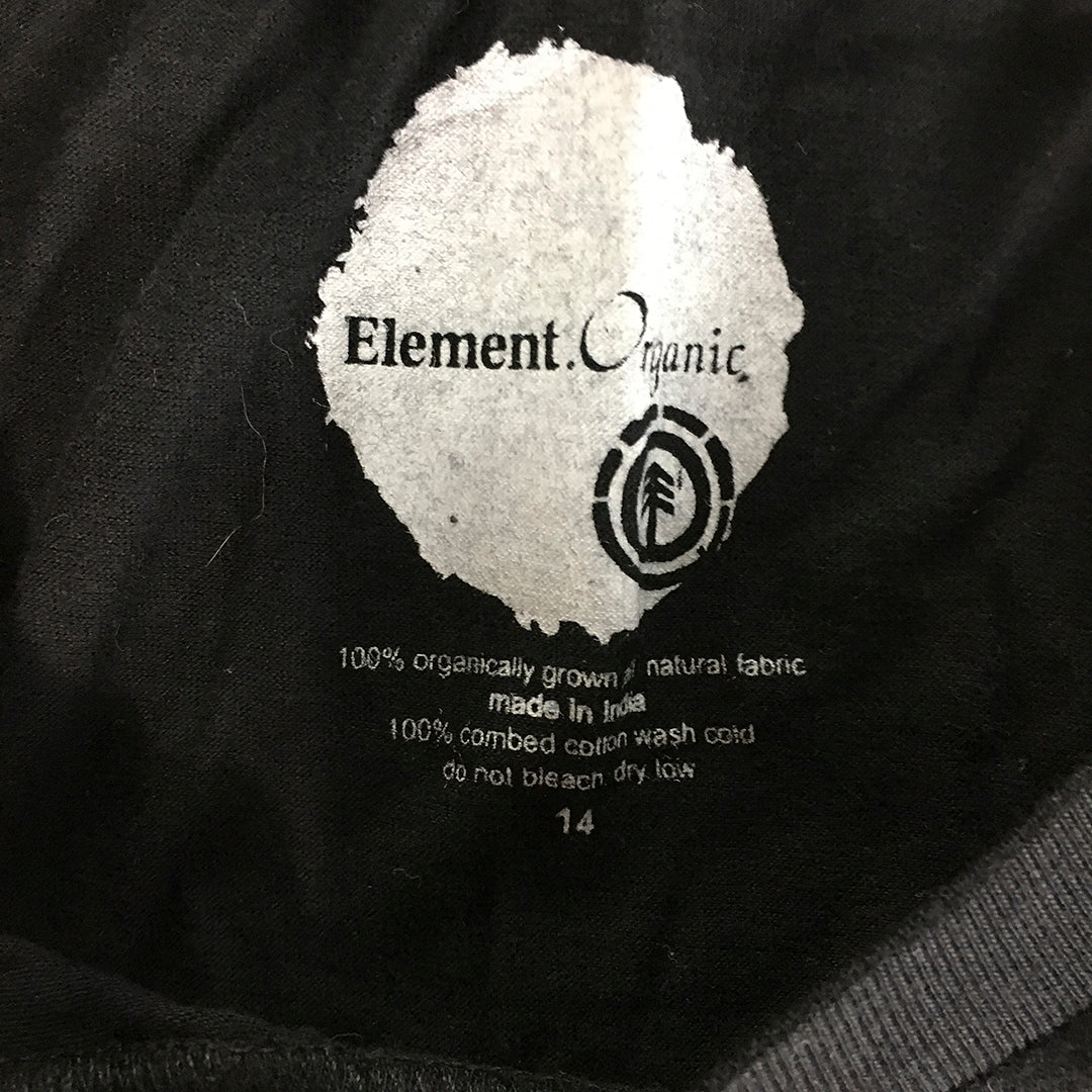 NEW Element Organic Womens T-Shirt Size 14 Black Logo Short Sleeve Top