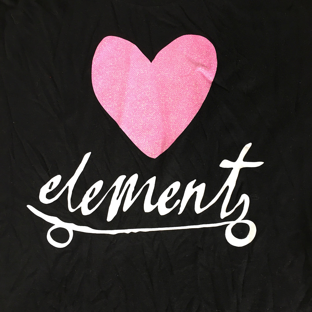 NEW Element Organic Womens T-Shirt Size 14 Black Logo Short Sleeve Top