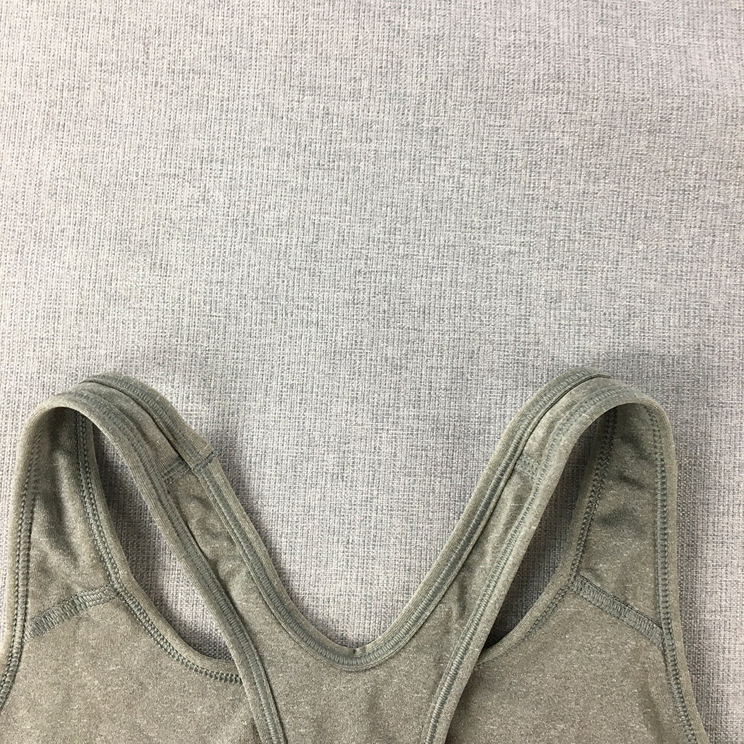 Nike Womens Sports Bra Size S Grey Swoosh Logo Cropped Top