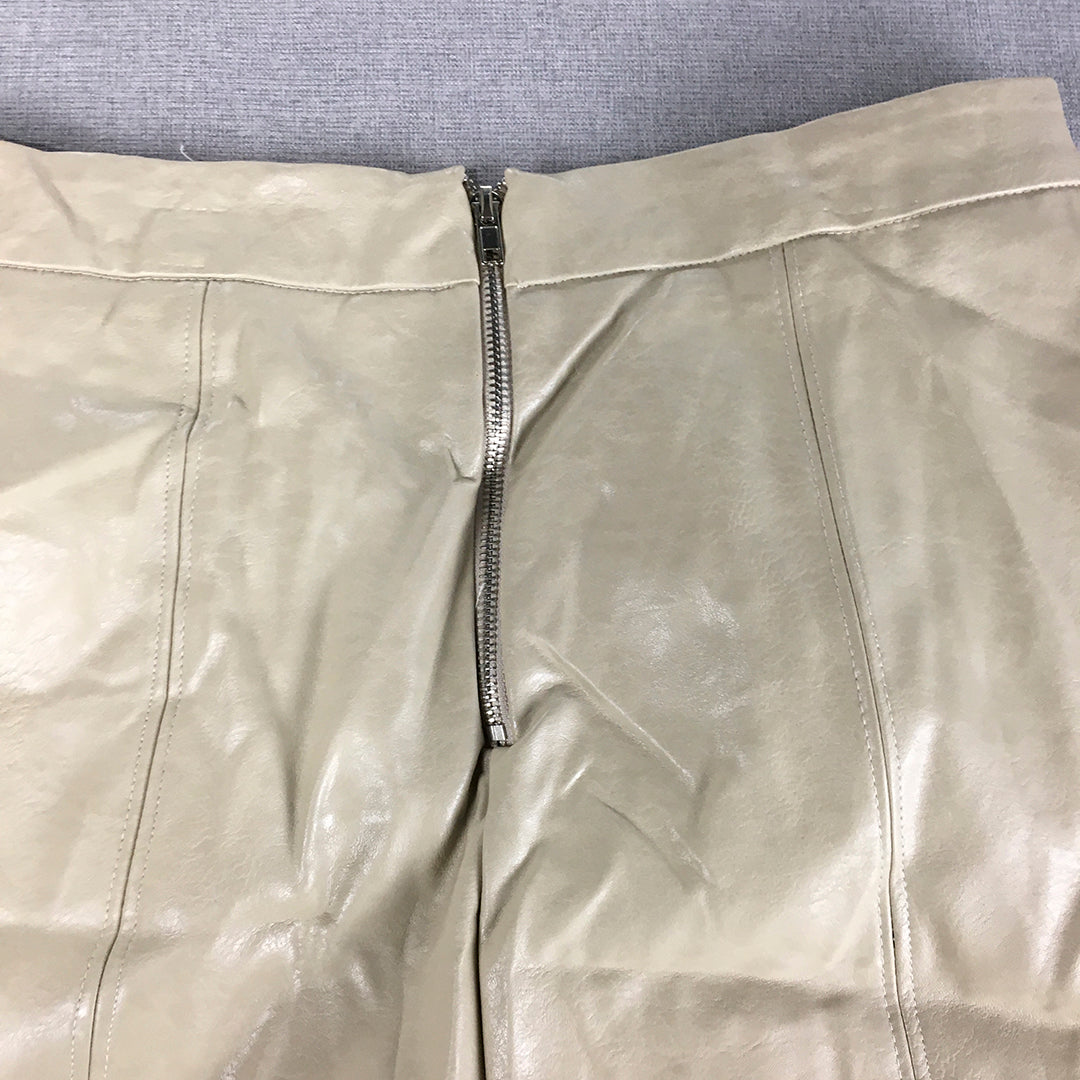 Ebby And I Womens Faux Leather Mini Skirt Size L Brown Pockets