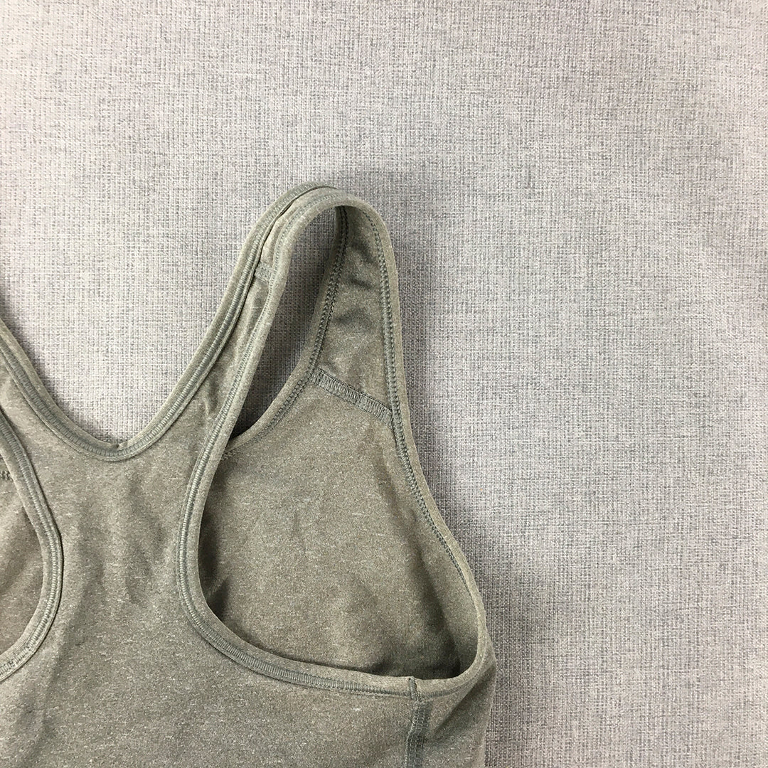 Nike Womens Sports Bra Size S Grey Swoosh Logo Cropped Top