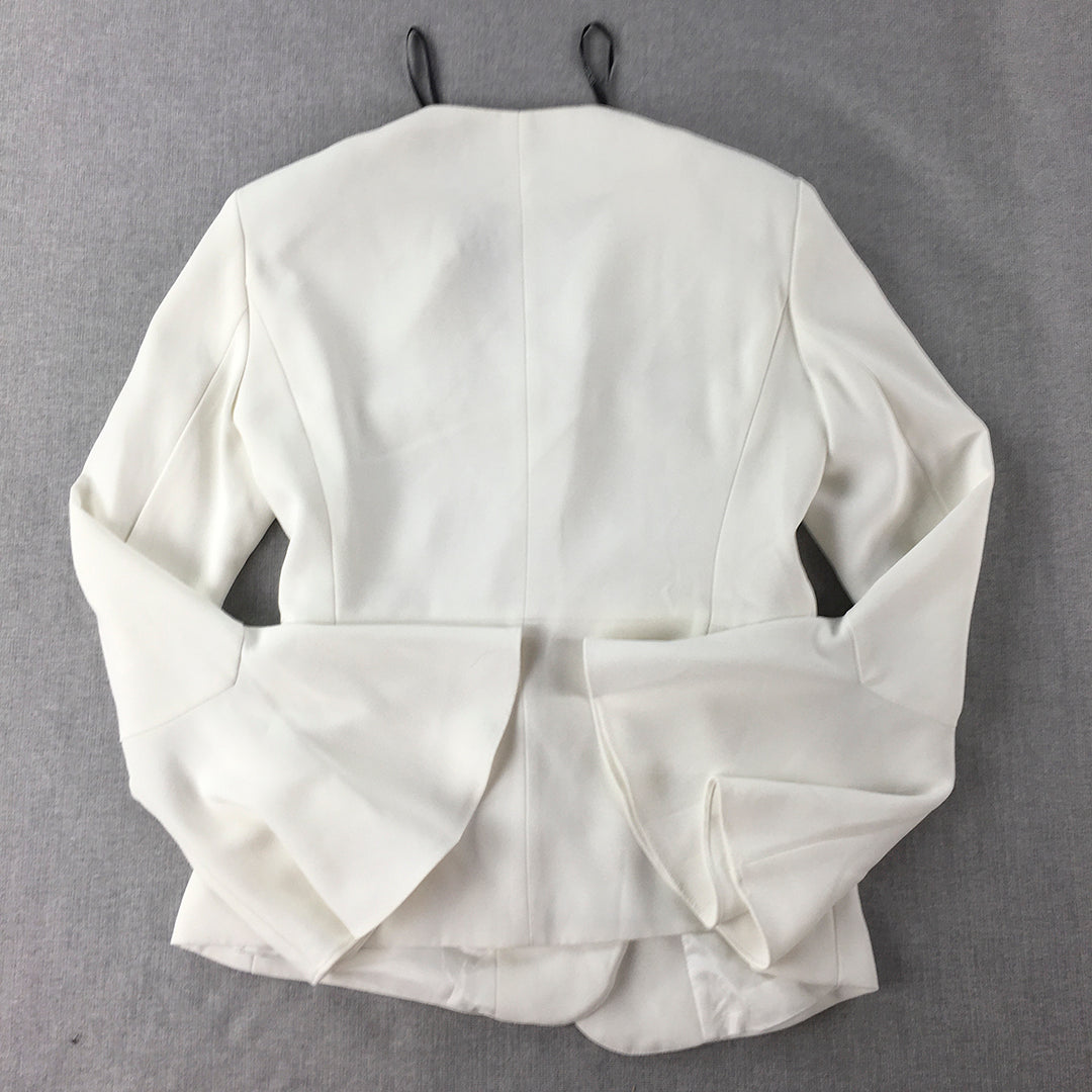 Forcast Womens Blazer Jacket Size 10 White Open Front Coat