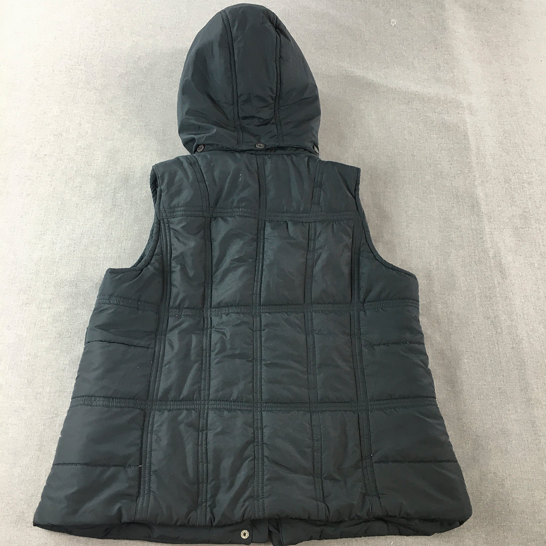 Regatta Womens Puffer Vest Size 12 Black Zip-Up Hooded Quilted Coat