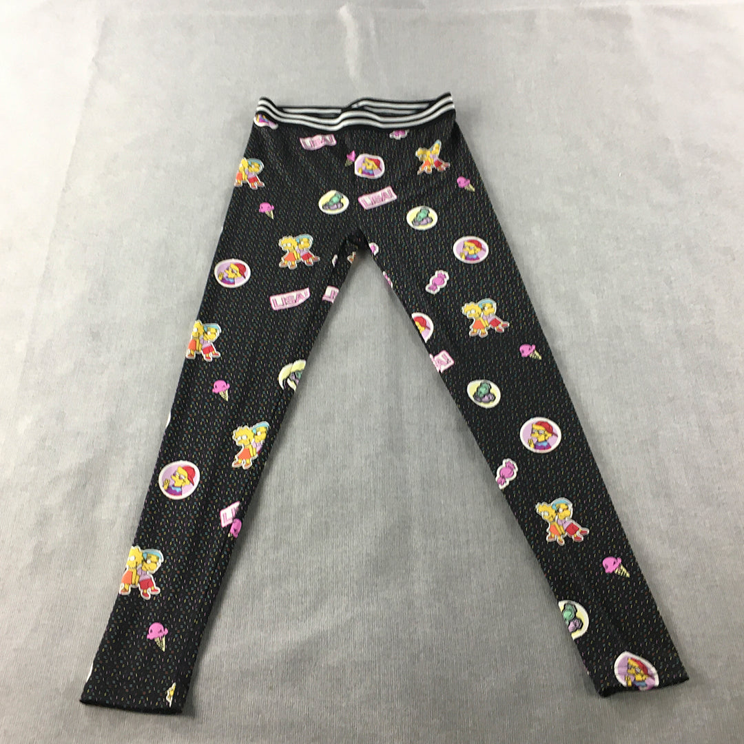 The Simpsons Kids Girls Leggings Size 14 Black Stretch Fabric Pants