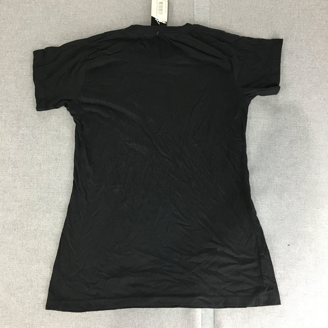 NEW Element Organic Womens T-Shirt Size 14 Black Logo Short Sleeve Top