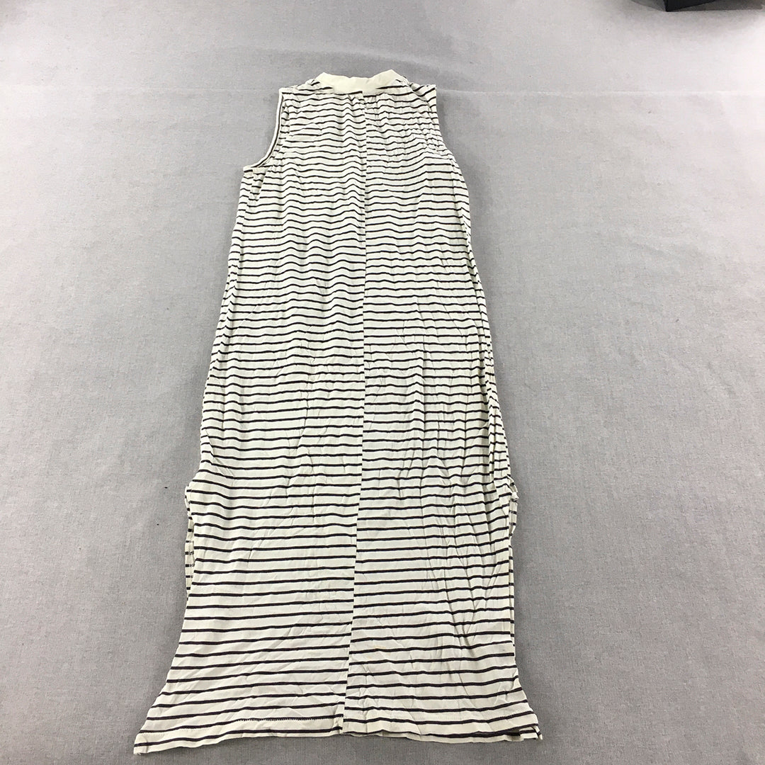 Camilla And Marc C&M Womens Dress Size 6 AU White Striped Midi Sleeveless