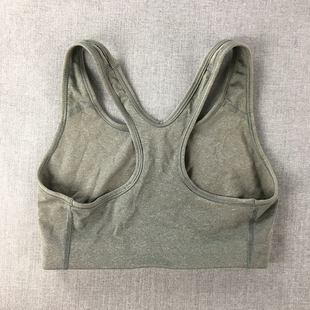 Nike Womens Sports Bra Size S Grey Swoosh Logo Cropped Top