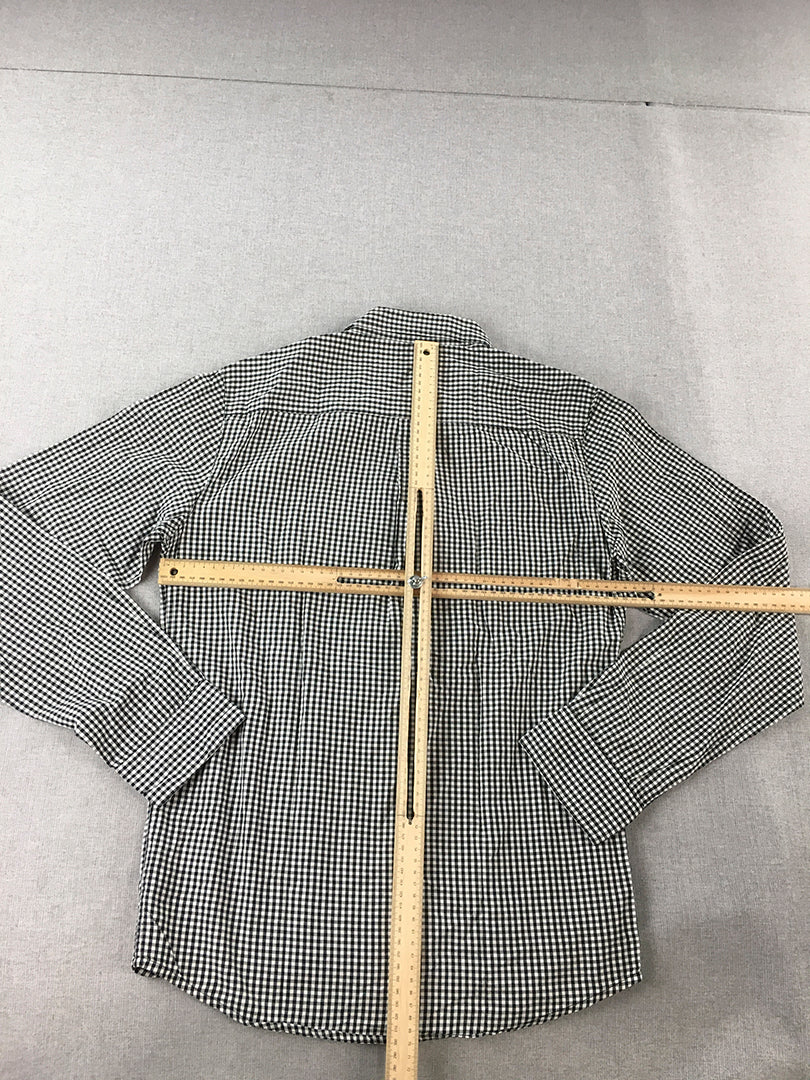 St Goliath Mens Shirt Size S Black White Checkered Long Sleeve Button-Up