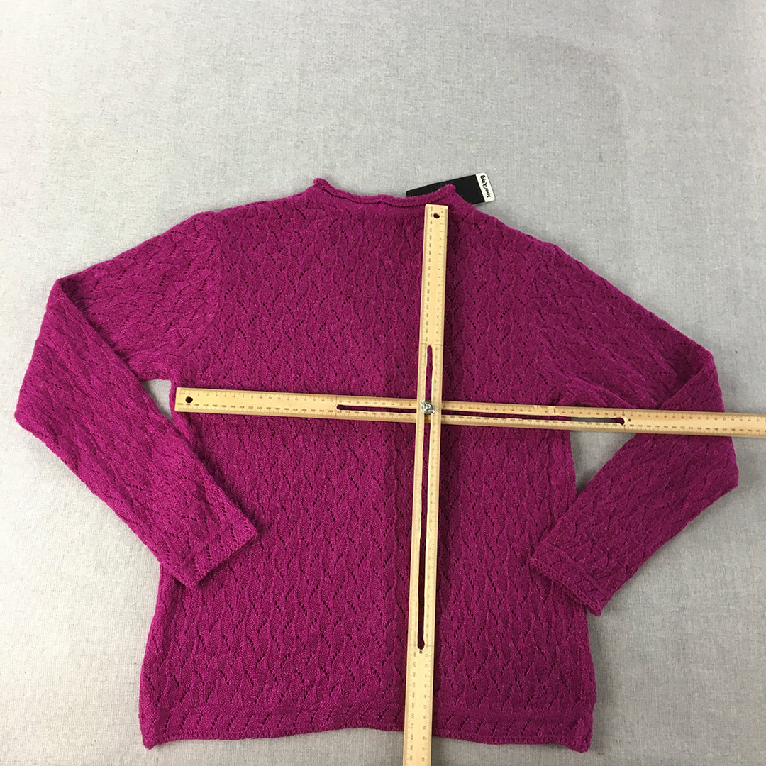 NEW Sportking Womens Cardigan Size XL Purple Button Up Cable Knit