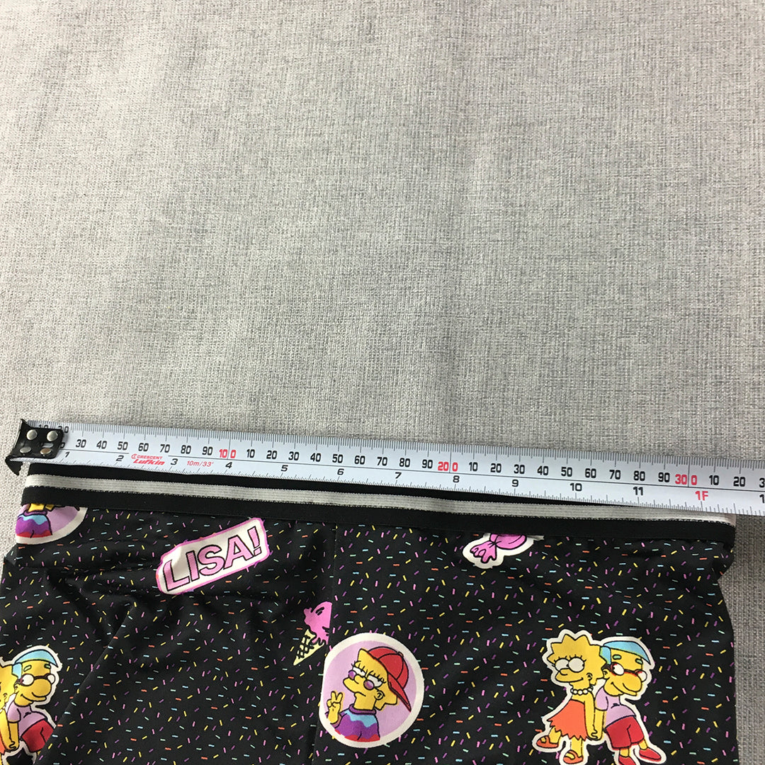 The Simpsons Kids Girls Leggings Size 14 Black Stretch Fabric Pants