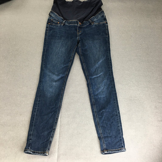 H&M Mama Womens Skinny Jeans Size L Blue Maternity High Waist Stretch