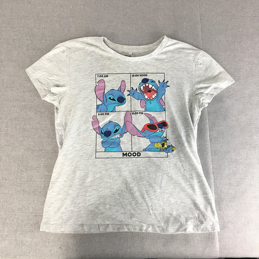 Disney Lilo & Stitch Womens T-Shirt Size XS Grey Short Sleeve Round Neck Top