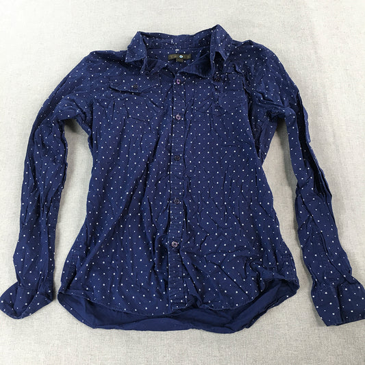 Twoce Mens Shirt Size M Blue Star Pattern Long Sleeve Button-Up