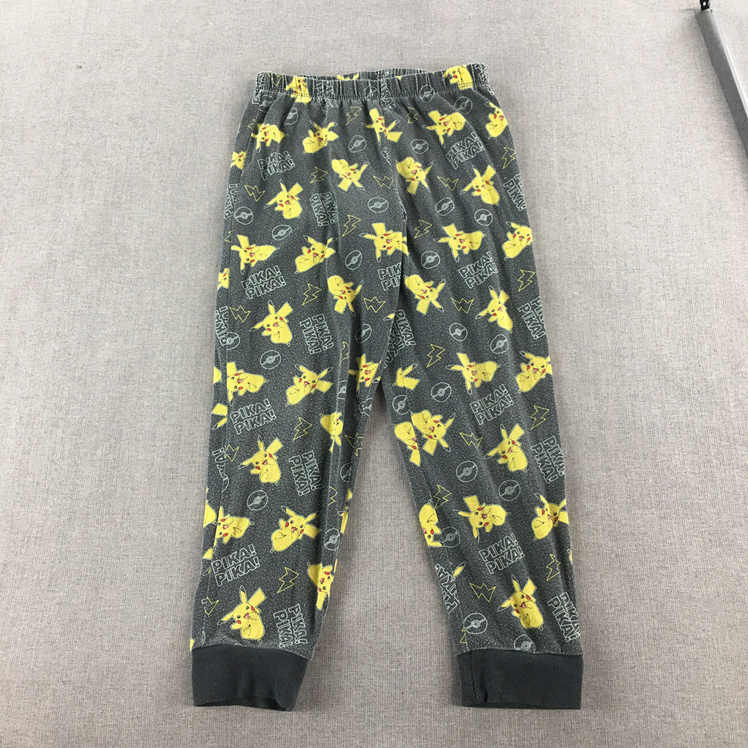 Pokemon Kids Pajama Pants Size 7 Grey Pikachu Elastic Waist Sleepwear