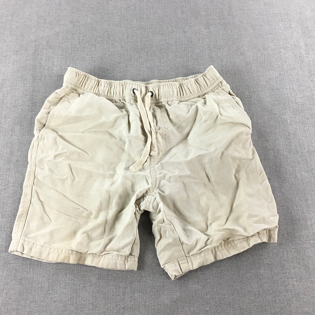 Country Road Kids Boys Linen Shorts Size 10 Cream Beige Drawstring Pockets