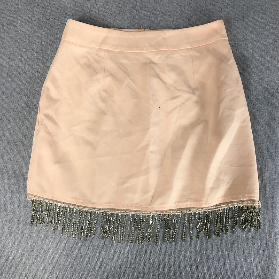 Valleygirl Womens Mini Skirt Size 8 Pink Diamante Hem