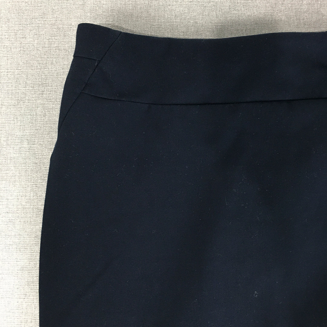 M&S Collection Womens Midi Skirt size 10 Navy Blue Pencil Straight