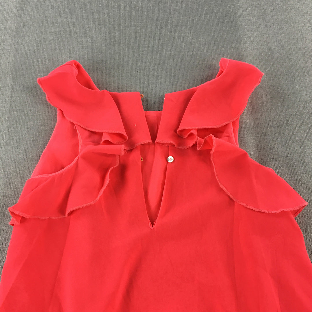 Tahlia By Minihaha Kids Girls Dress Size 12 Coral Red A-Line Short Sleeve