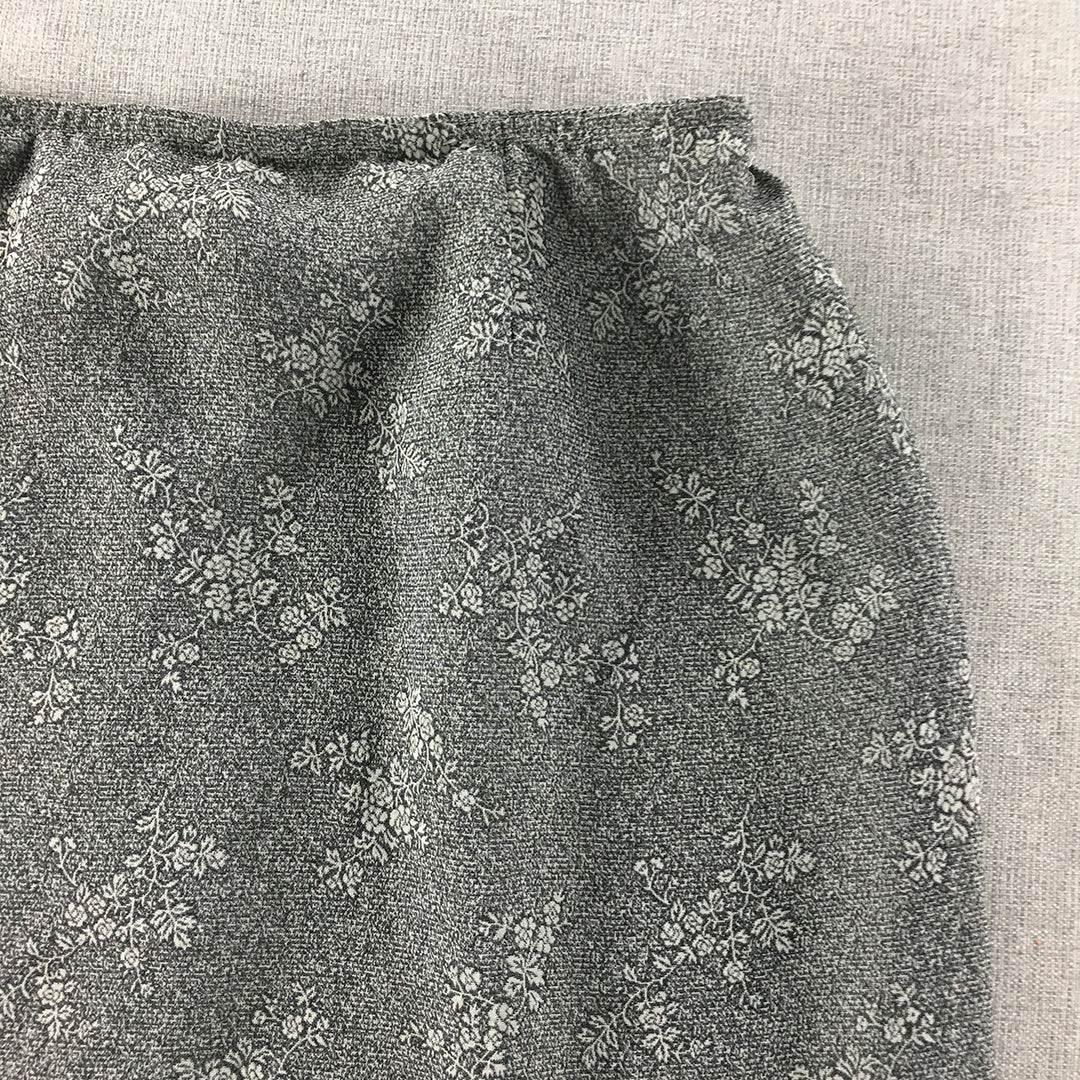 FWH Womens Maxi Skirt Size 12 Grey Floral Elastic Waist