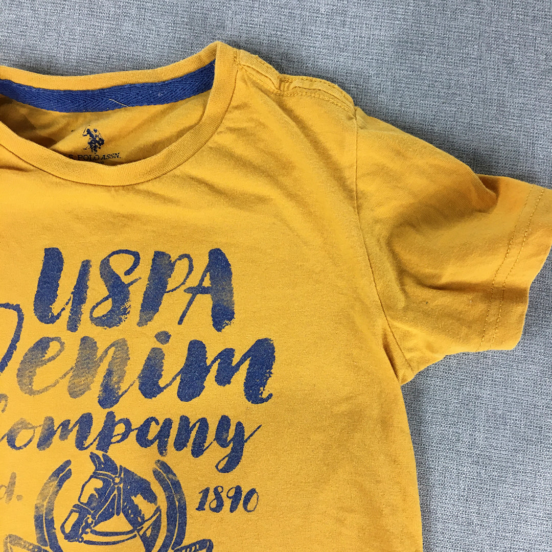 U.S. Polo Assn. Kids Boys T-Shirt Youth Size S (8 - 10 Years) Yellow Big Logo