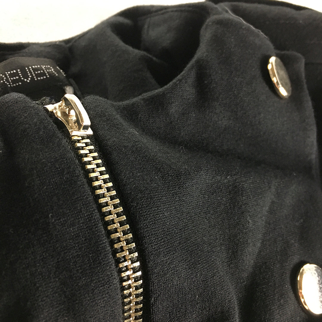 Forever New Womens Jacket Size 4 Black Napoleon Buttons Zip Cropped