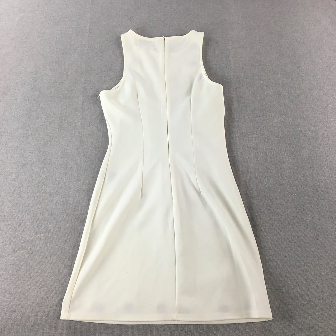 Oscar St Womens Tank Dress Size 6 White Mini Silver Accents Sleeveless