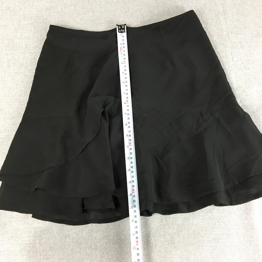 Portmans Womens Mini Skirt Size 10 Black Frilled Hem