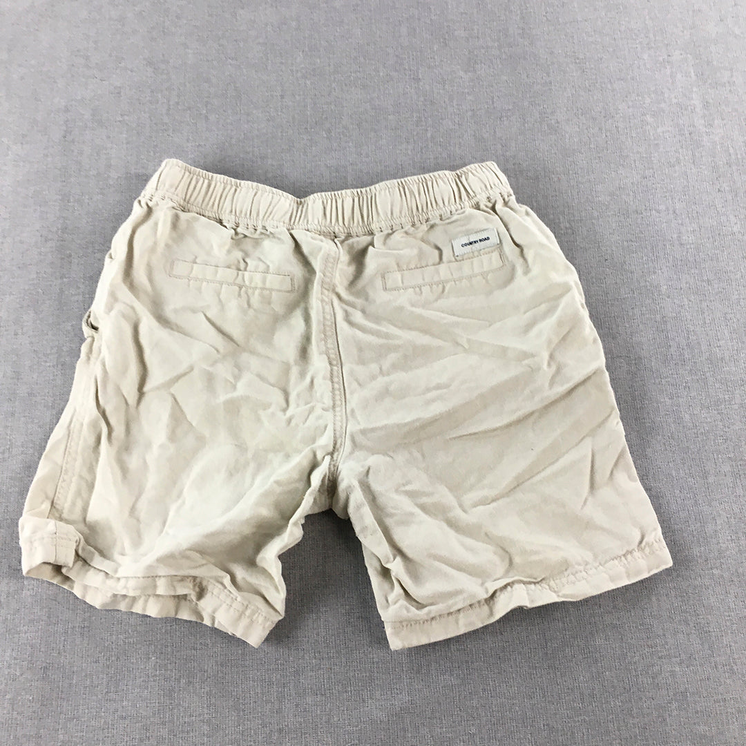 Country Road Kids Boys Linen Shorts Size 10 Cream Beige Drawstring Pockets