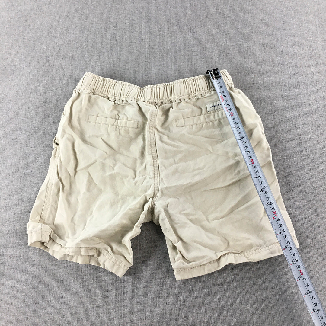 Country Road Kids Boys Linen Shorts Size 10 Cream Beige Drawstring Pockets