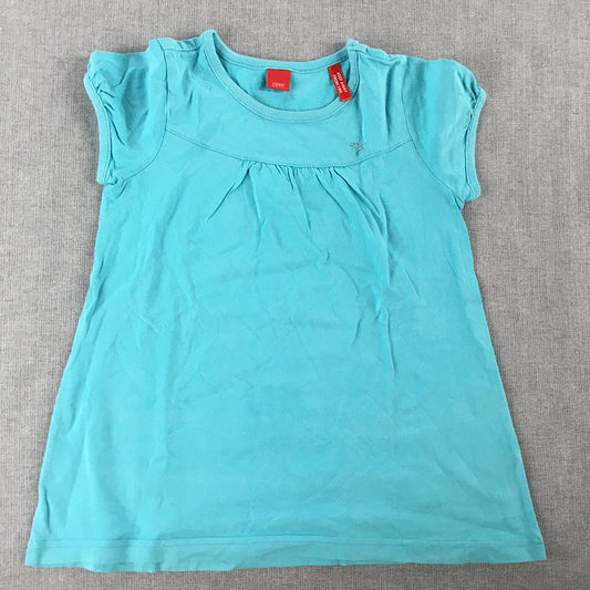 Esprit Kids Girls Top Size 4 - 5 Years Blue Short Sleeve Round Neck Top