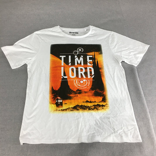 Doctor Who Mens T-Shirt Size M White Short Sleeve Time Lord Tee