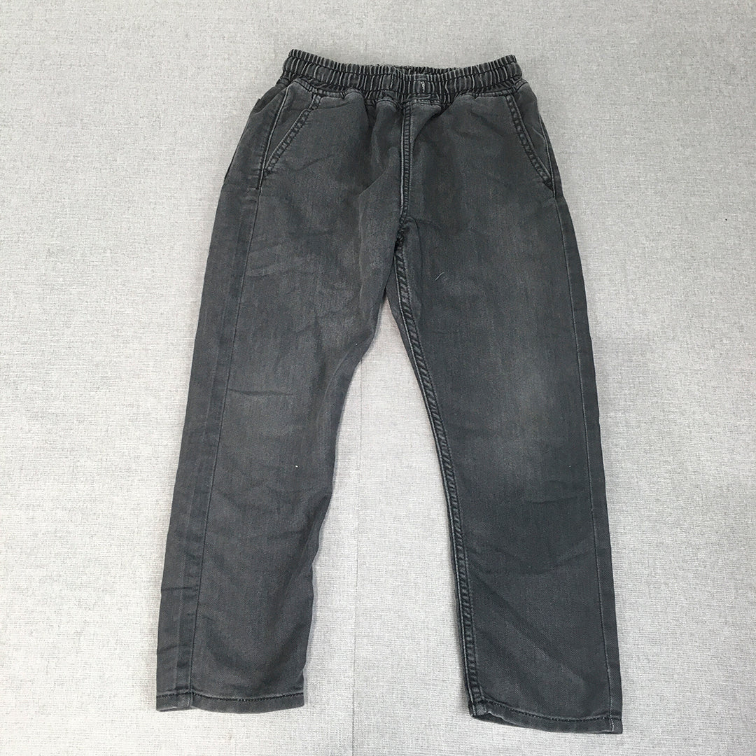 H&M Kids Boys Denim Jogger Jeans Size 8 - 9 Years Black Pockets Elastic Waist