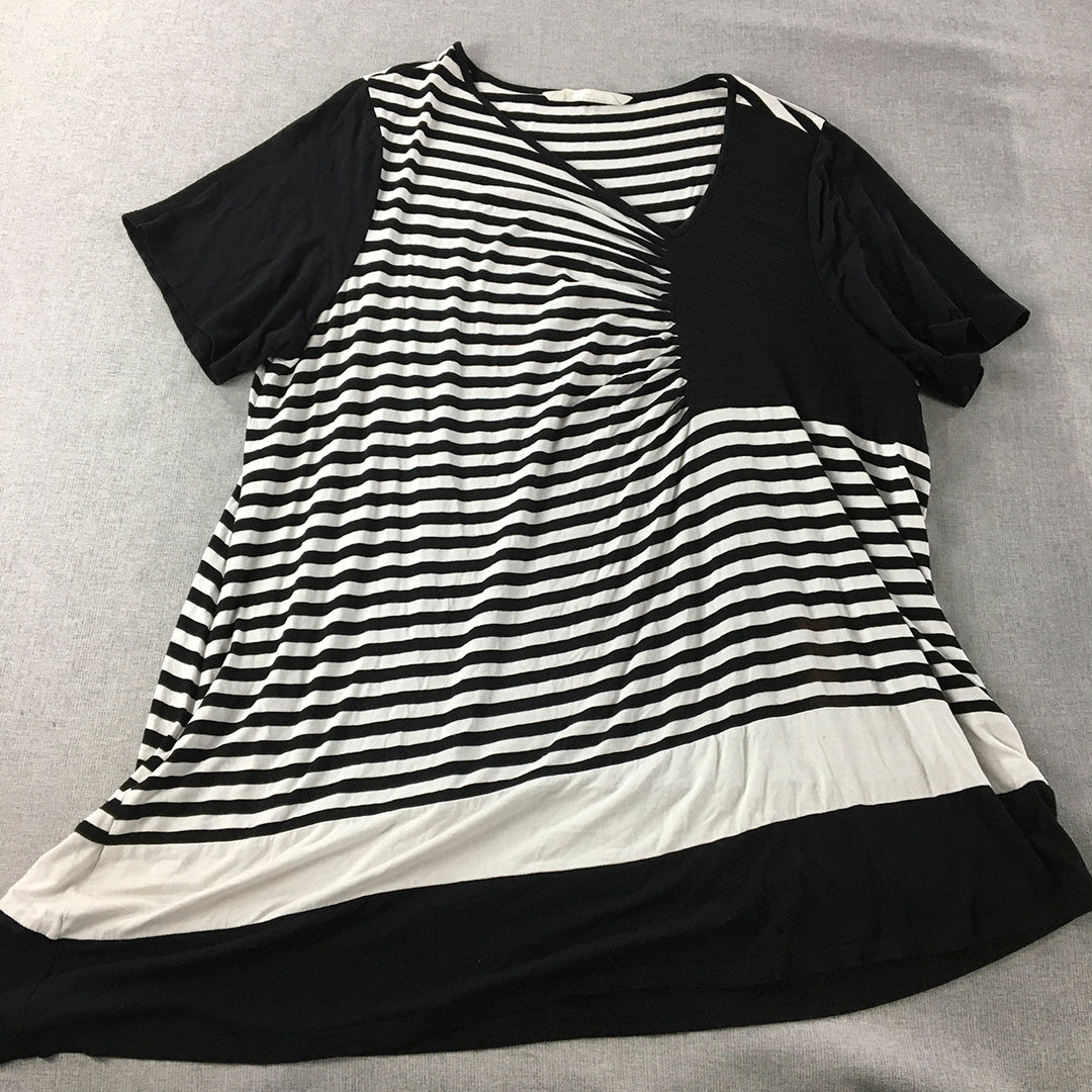 Virtuelle Womens Mini Dress Size M Black White Striped A-Line Stretch