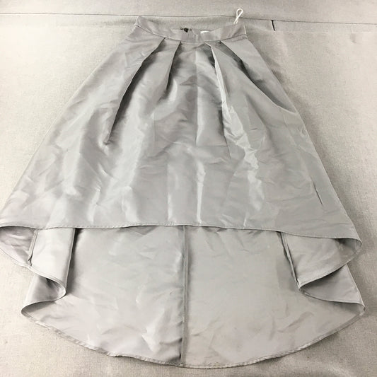 White Closet Womens A-Line Skirt Size 12 Grey Pleated Maxi