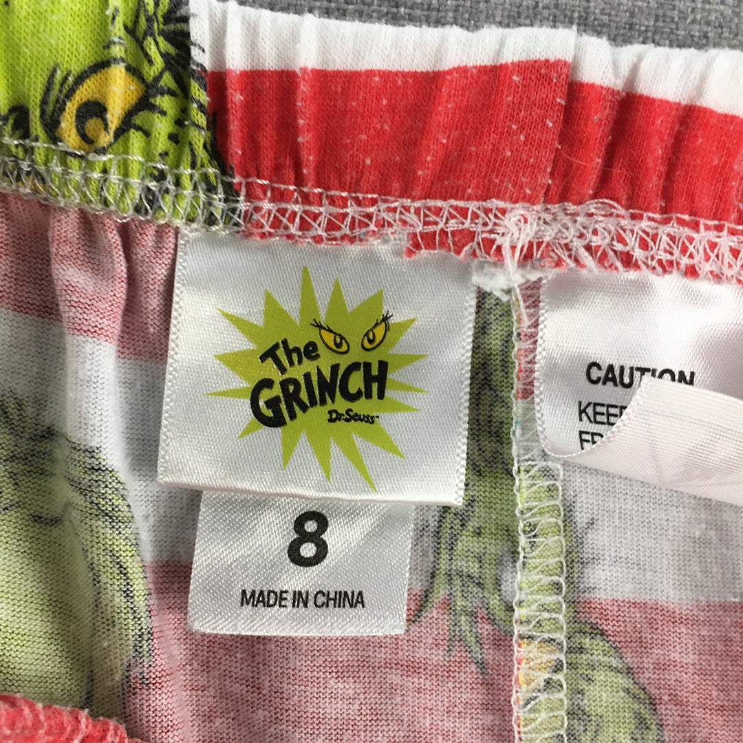 The Grinch Kids Shorts Size 8 Red White Elastic Waist Dr Seuss