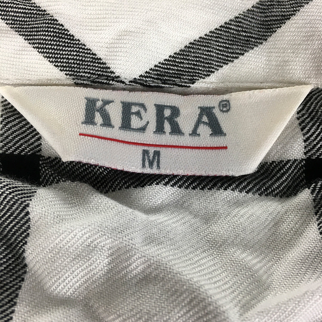 Kera Womens Shirt Size M White Checkered Long Sleeve Button-Up Collared