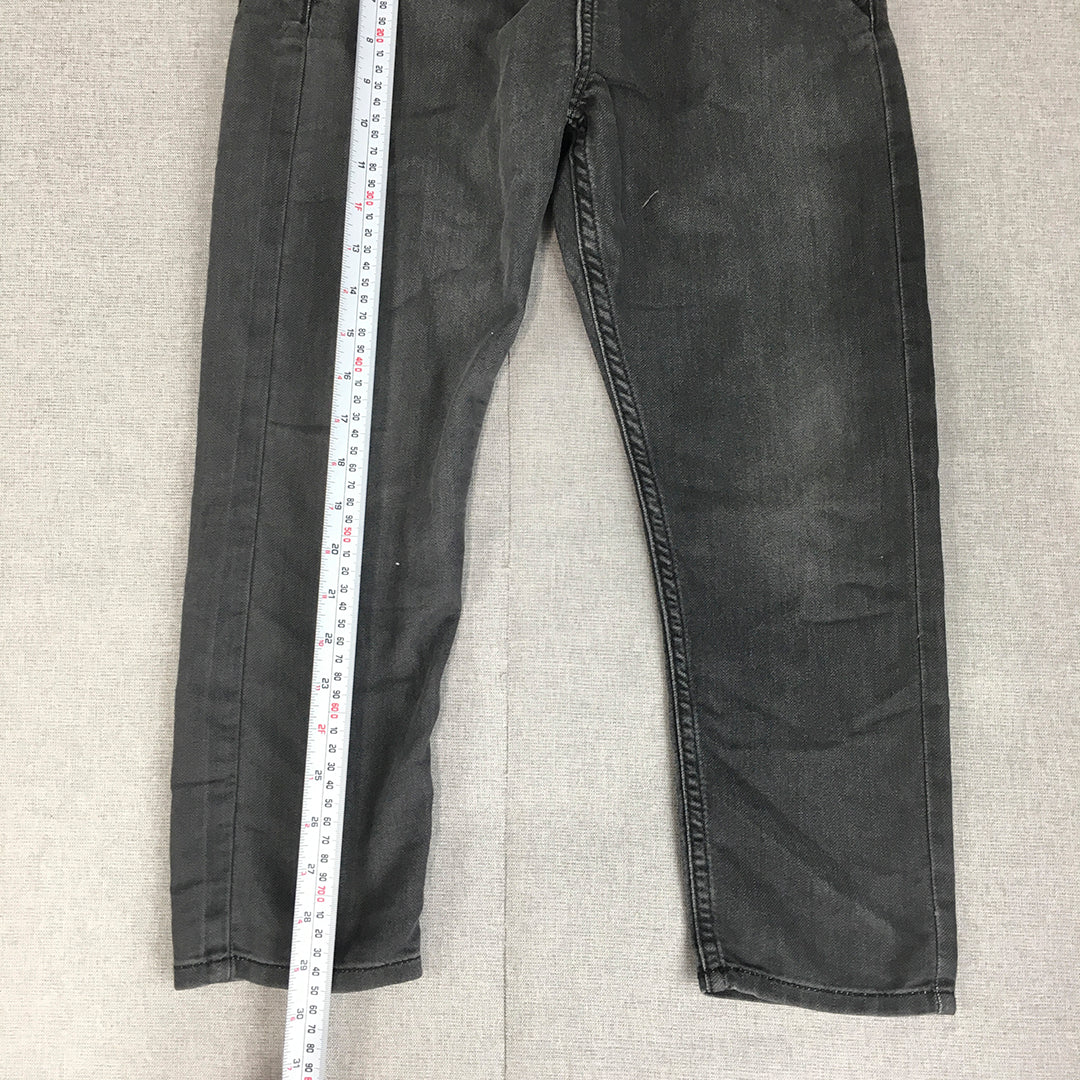 H&M Kids Boys Denim Jogger Jeans Size 8 - 9 Years Black Pockets Elastic Waist