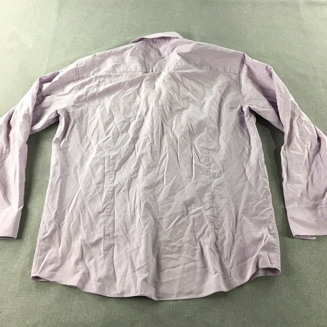 Calvin Klein Mens Shirt Size XL Slim Fit Long Sleeve Button-Up Collared Pink