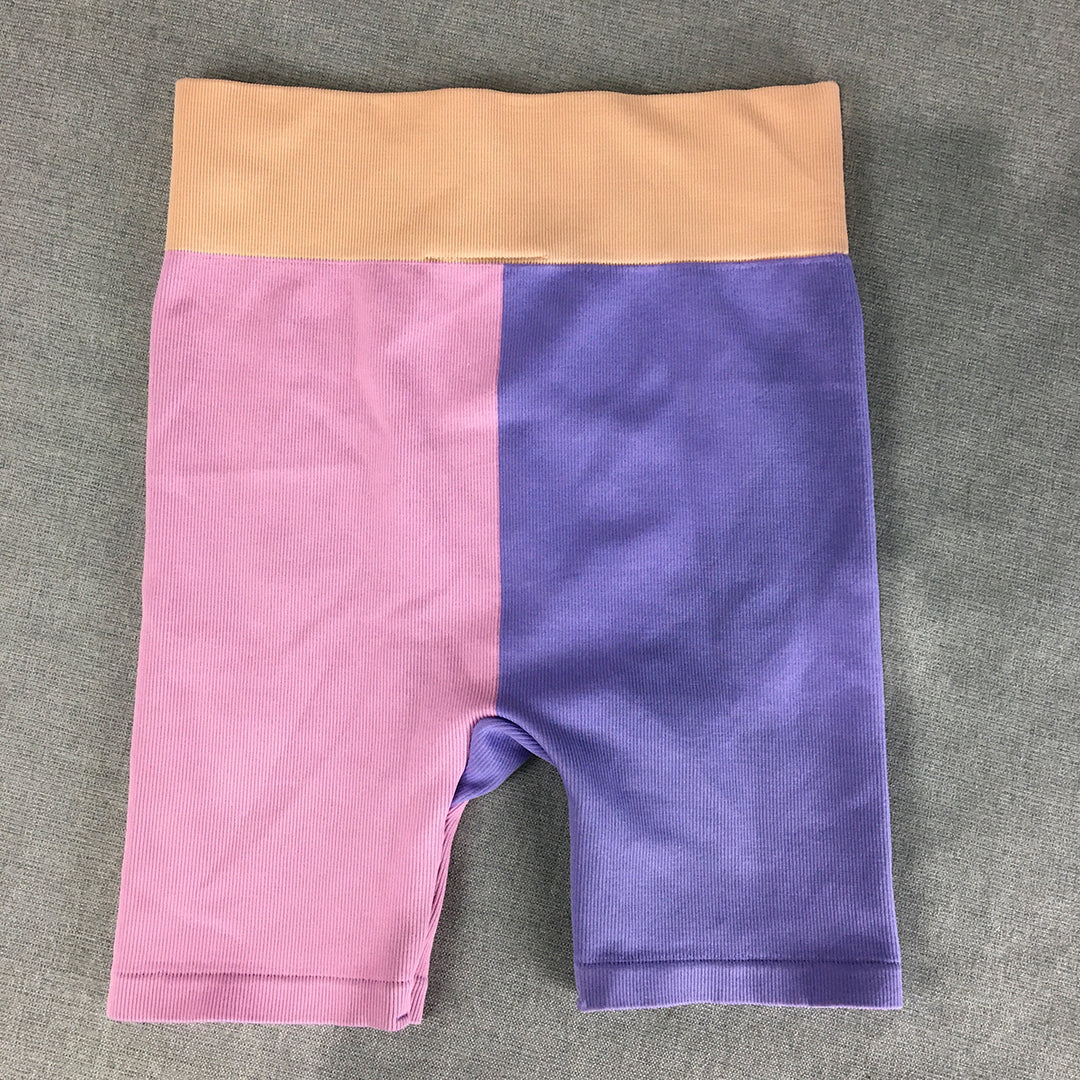 Minecraft Kids Girls Legging Shorts Size 16 Pink Purple Stretch Fabric