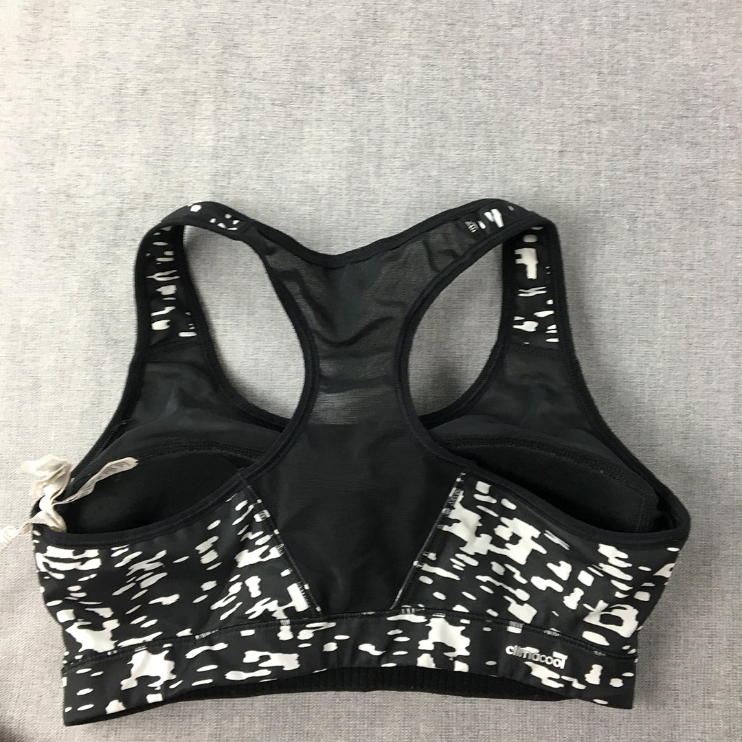 Adidas Womens Sports Bra Size S Black White Dot Sleeveless Cropped Top