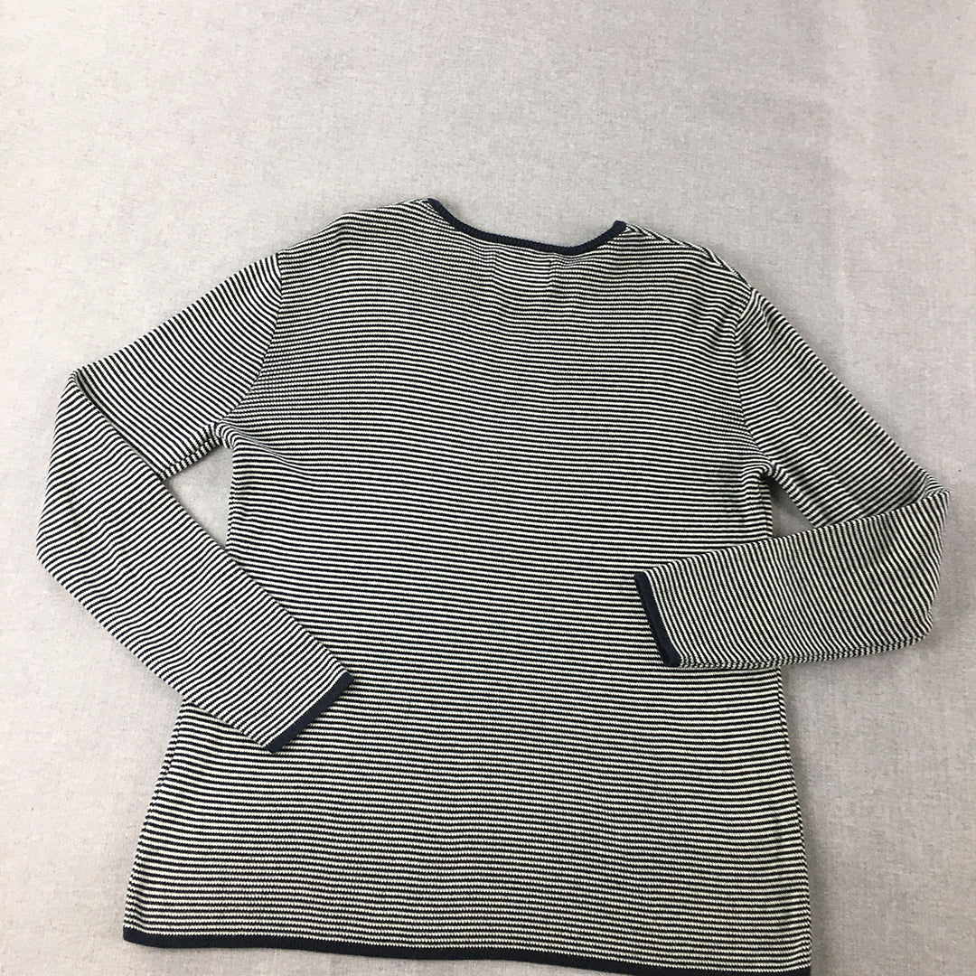 Stray Mens Knit Sweater Size S Blue White Striped Crew Neck Pullover Jumper