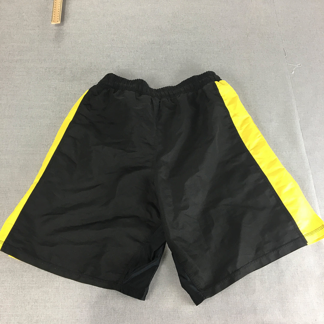 IMC Fighting Shorts Size M Black Yellow MMA Martial Arts Karate Drawstring