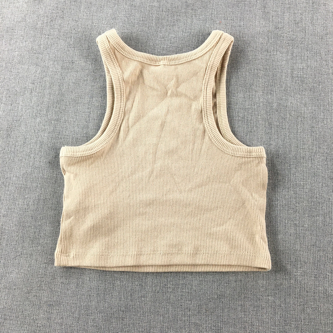 Zara Kids Girls Knit Tank Top Size 6 Light Brown Sleeveless Stretch Fabric Shirt