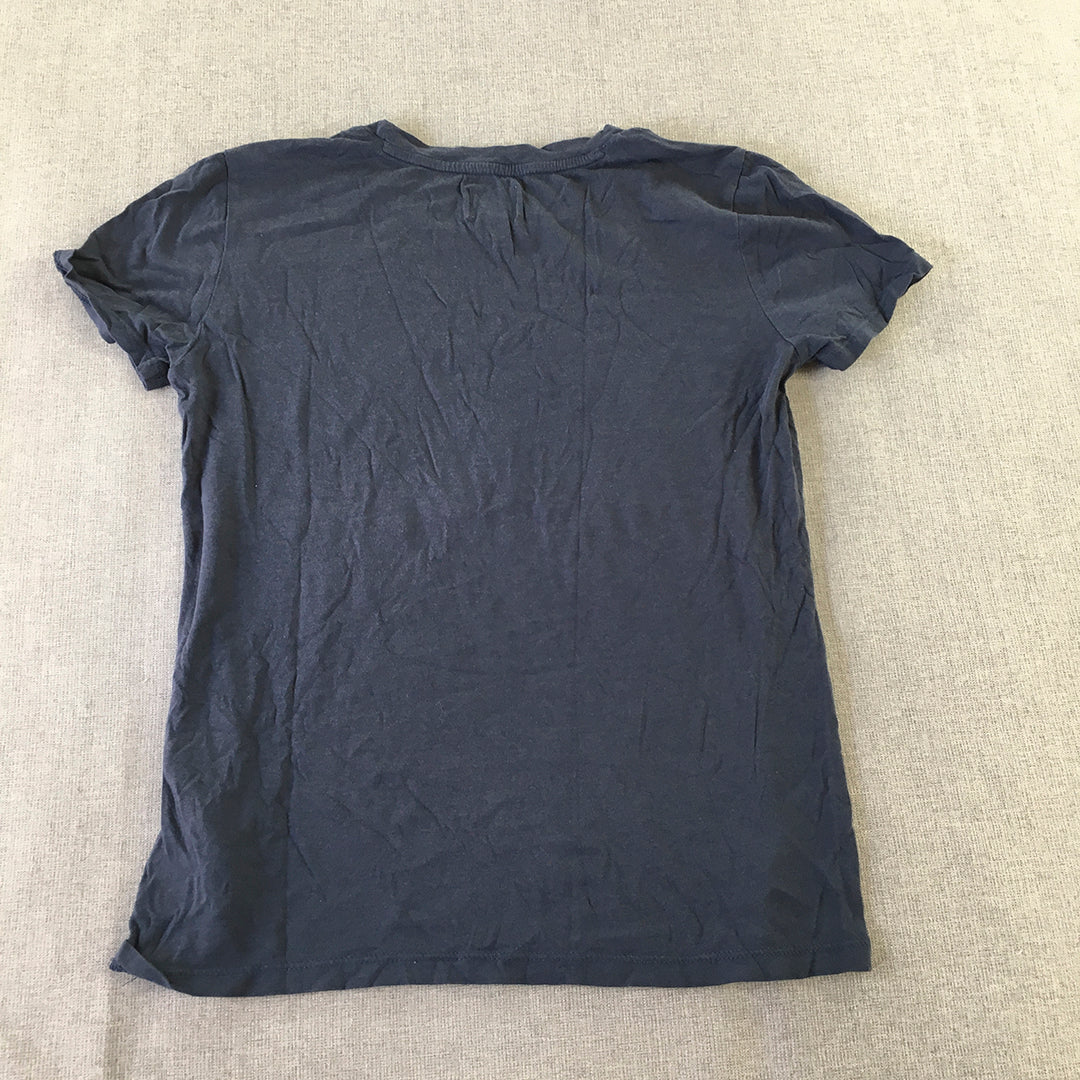 Calvin Klein Jeans Womens T-Shirt Size XS Blue Big Logo Short Sleeve Top